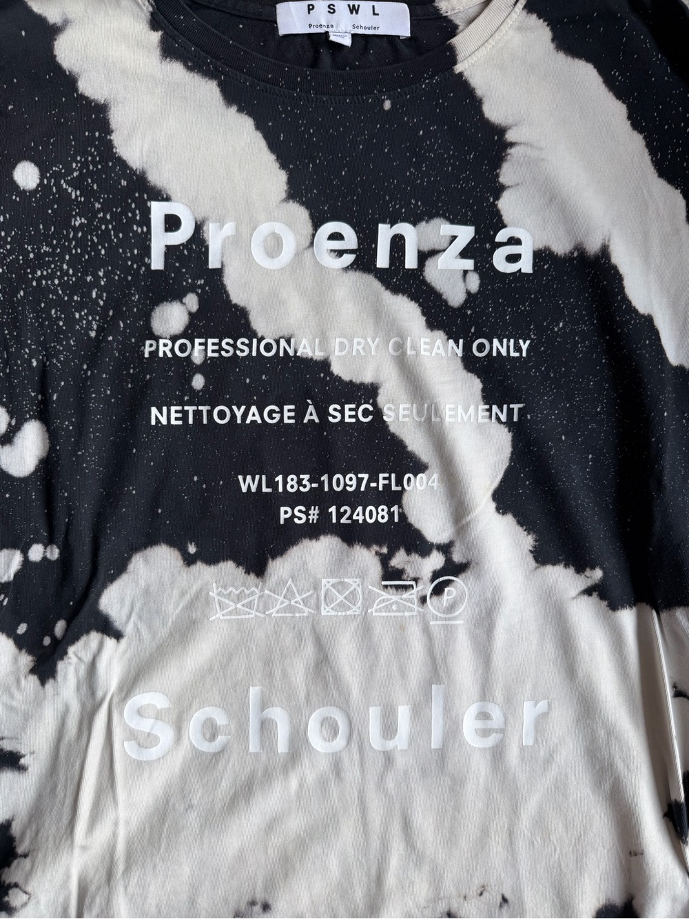 Proenza Schouler Black and White PSWL Bleach Splatter Long-Sleeve T-Shirt - Picture 4 of 8